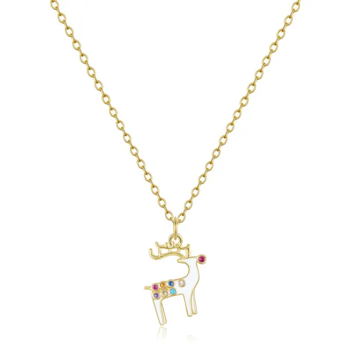 KissYan Christmas Pendant Necklace, 14K Gold Plated Enamel Xmas Theme Charm Christmas Tree Wreath Snowflake Necklaces Holiday Jewelry Gifts for Women Girls TikTokShopBackToSchool