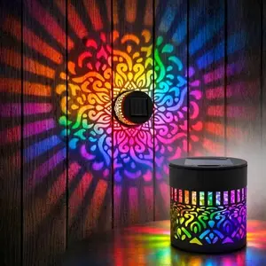 2-Pack Solar Mandala Projector Wall Lights,Led Outdoor Waterproof, Ideal for Art Exhibitions, Space Decoration, Bedroom Nightlight, Party Atmosphere