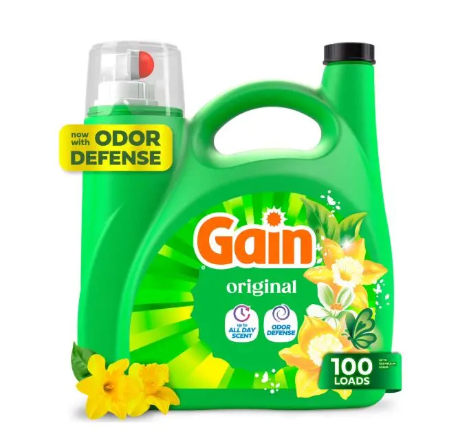 Gain Laundry Detergent Liquid, Now with Odor Defense, Original Scent, 132 fl oz, 100 Loads