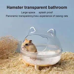 Hamster Sand Bath House | Transparent Anti-Splash Bath Room for Syrian & Dwarf Hamsters | Small Pet Sand Shower Box | Chinchilla & Gerbil Cage Accessory