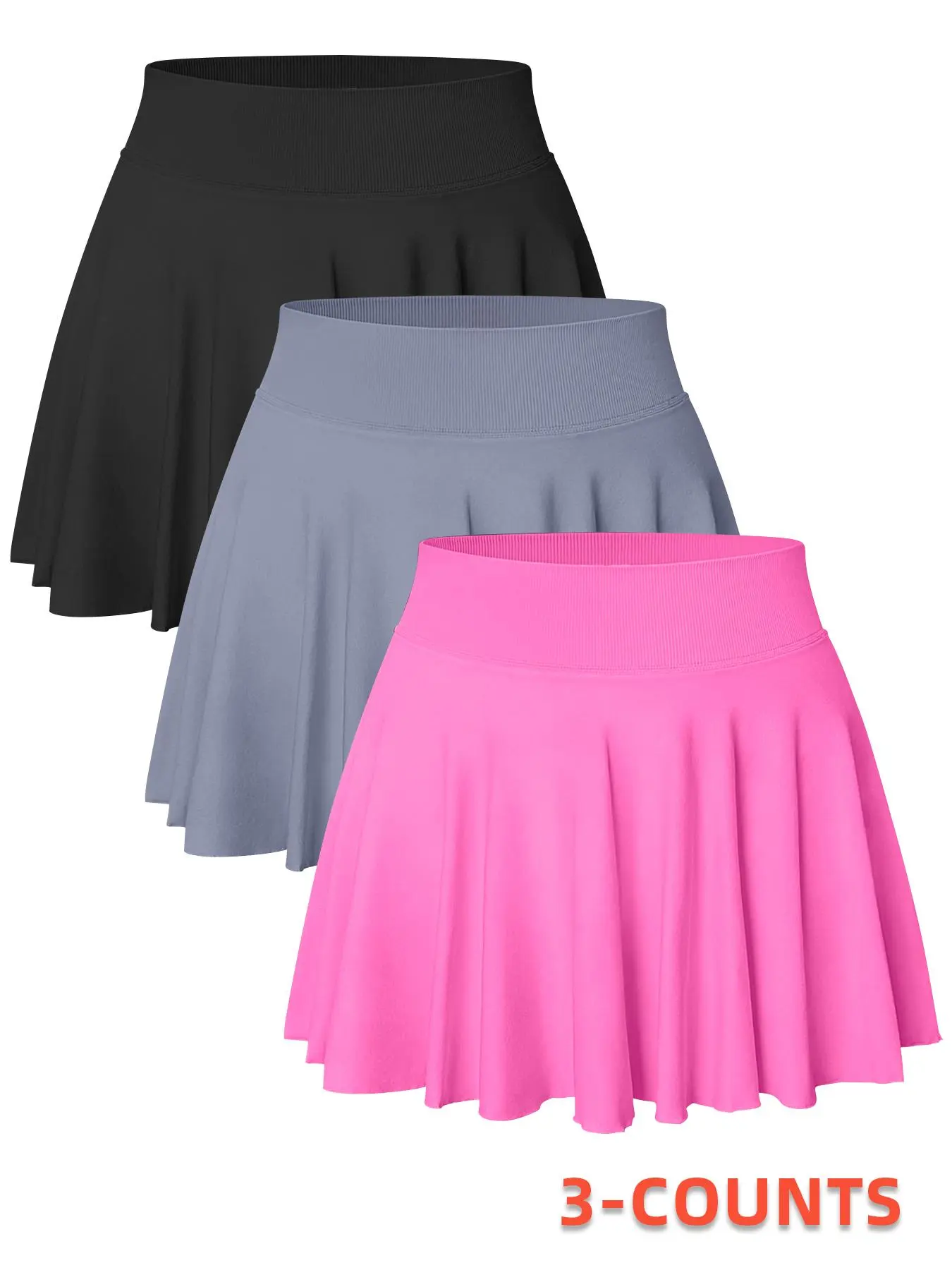 Women's Solid Color Sports Skort, Tennis Skorts, Workout Tennis Skorts, Comfy Breathable Pocket Inner Skort for Tennis, Ladies Sportswear Activewear for All Seasons