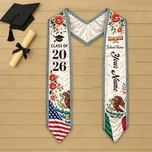Personalized Mexican Graduation Stole 2026 – Custom Name Sash & Cultural Heritage Design & Class of 2026 Grad Gift for Women Men