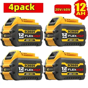 DW12Ah Replacement for Dewalt20V60V Max Battery 4 Pack,Compatiblewith DCB606 DCB609DCB612Compatible with DeWalt 20V60VCordless Power Tools