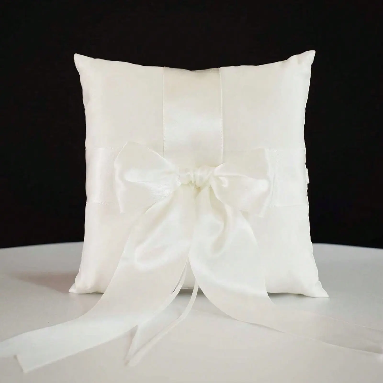 Wedding Ring Pillow, Ivory Color Ring Holder Cushion, Simple Large Bow Design, Wedding Ceremony Ring Stand, Practical Anniversary Accessory