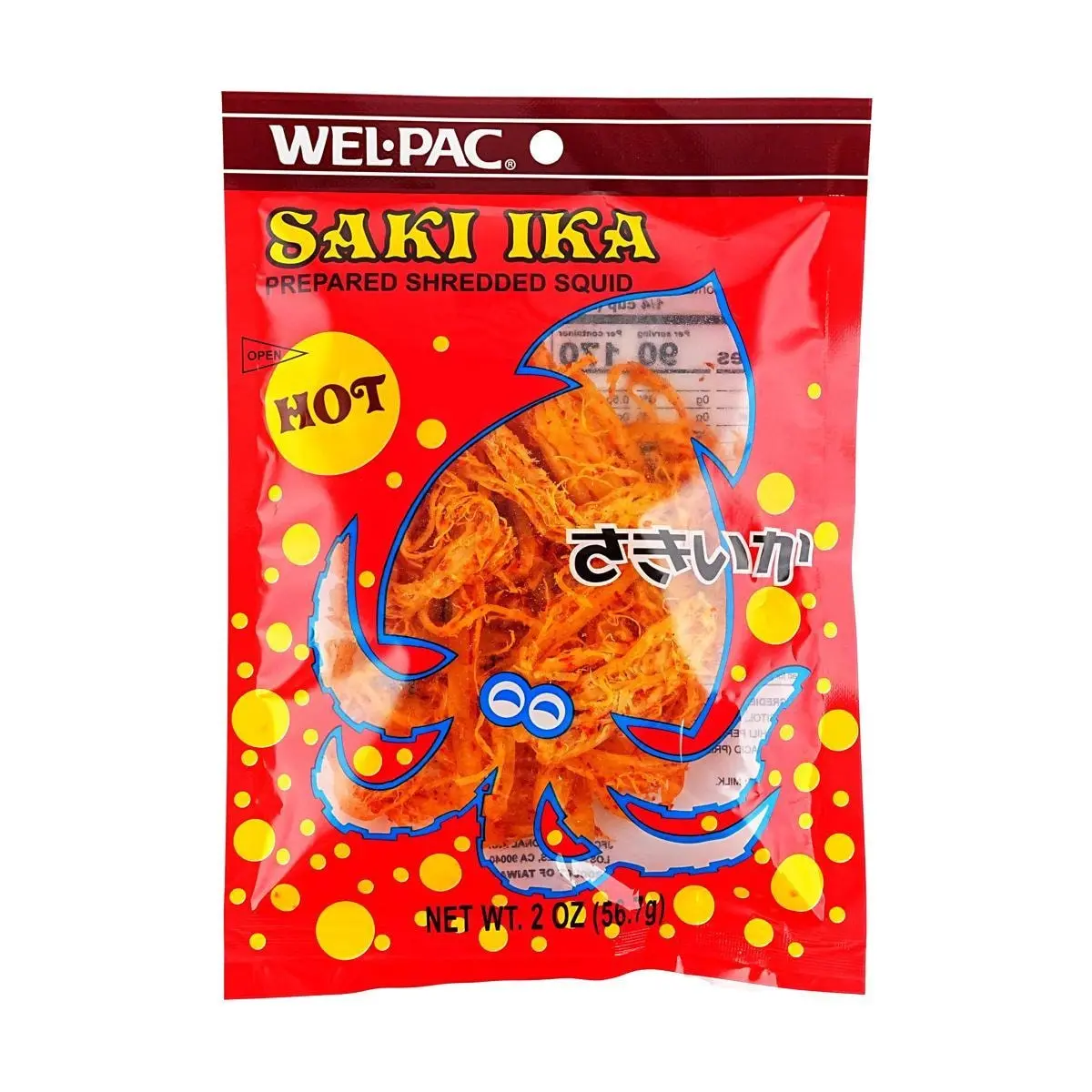 WEL.PAC Spicy Squid Jerky - Authentic Taiwanese Flavor, 56.7g Snack Pack