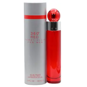Perry Ellis 360 RED EDP Luxurious Fruit-Flavored Orange-Flavored Clean Fragrant Men's Perfume, 3.4 oz - Aromatic Masculine Scent with Bergamot, Mandarin Orange, Lime, Nutmeg, Cloves, Citrus Musk, Mysore Sandalwood, Cedarwood, Refreshing, New in Box, Luxur