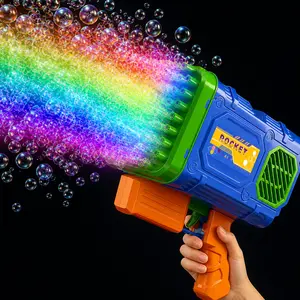 69 Holes Toy Bubble Gun for Kids Bubble Machine for Toddlers 1-3 4-8 Girls Boys, Rechargeable Bubble Blower Guns for Wedding Summer Outdoor Party with Bubble Solution