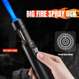 Windproof Jet Flame Lighter 2 In 1 Windproof Lighter - Torch Lighter With Adjustable Jet Flame And 360 Degree Rotation Ignition - Portable Camping Bbq Baking Lighter (Butane Gas Not Included)