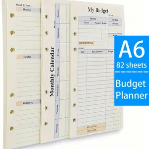 82pcs Weekly&Monthly Planner & 6-Hole Budget System Refill 6-3/4" x 3-3/4"  for Budget Binder Cover,Budgeting Cash Envelopes Wallet,Budget Planner Money Envelope, Warm Color Paper (Personal Size)