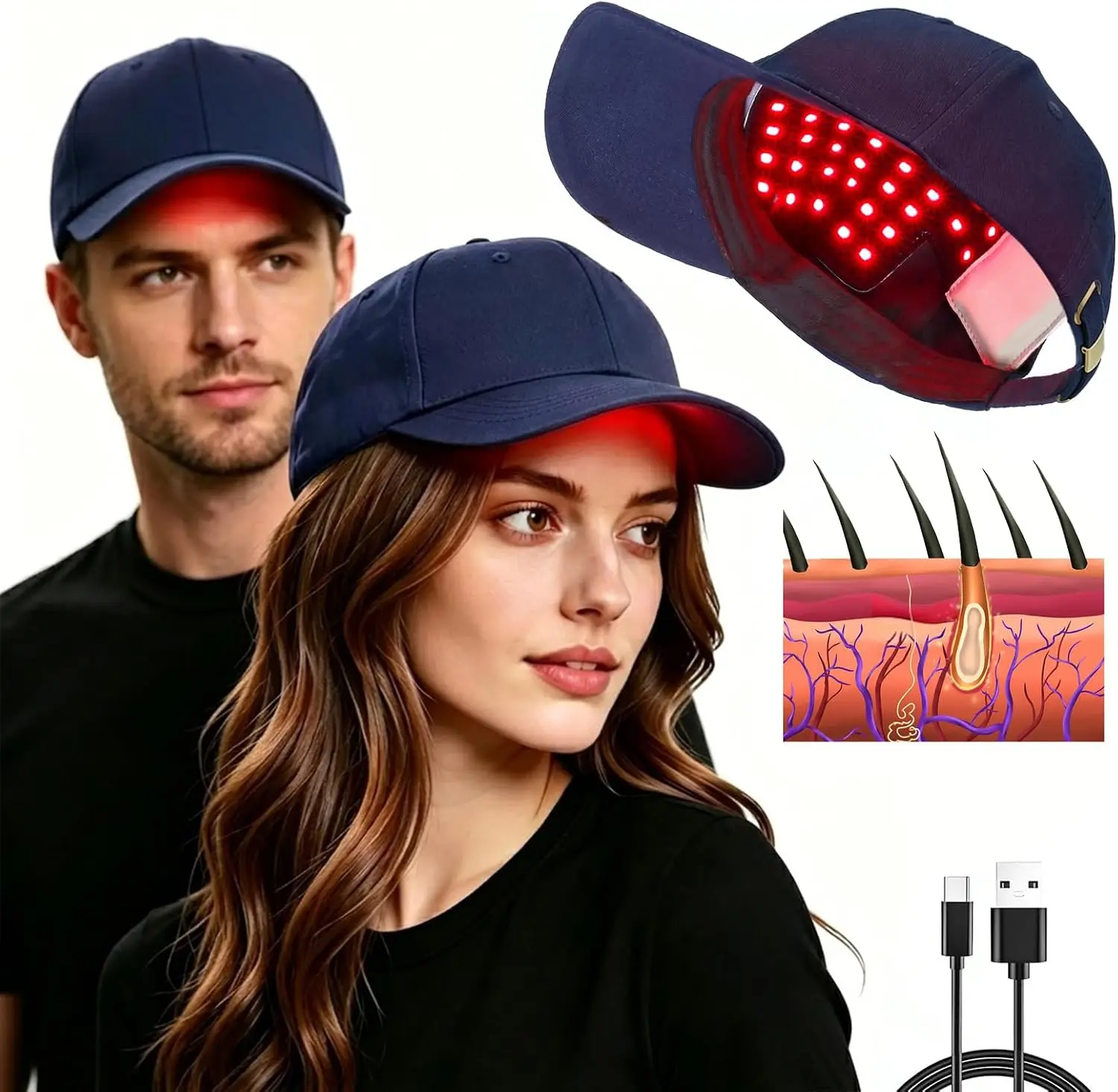 Detachable Light Panel Hair Care Hat - USB-Charged Multi-Wavelength Skincare Tool, Household Self Care Gadgets for Daily Use