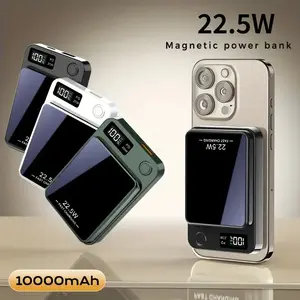 10000 mah magnetic power bank , 15W wireless charging, with digital display, suitable for iPhone 12-16 pro max series, AirPods magsafe powerbank Chargeable Smartphone Travel Battery Pack