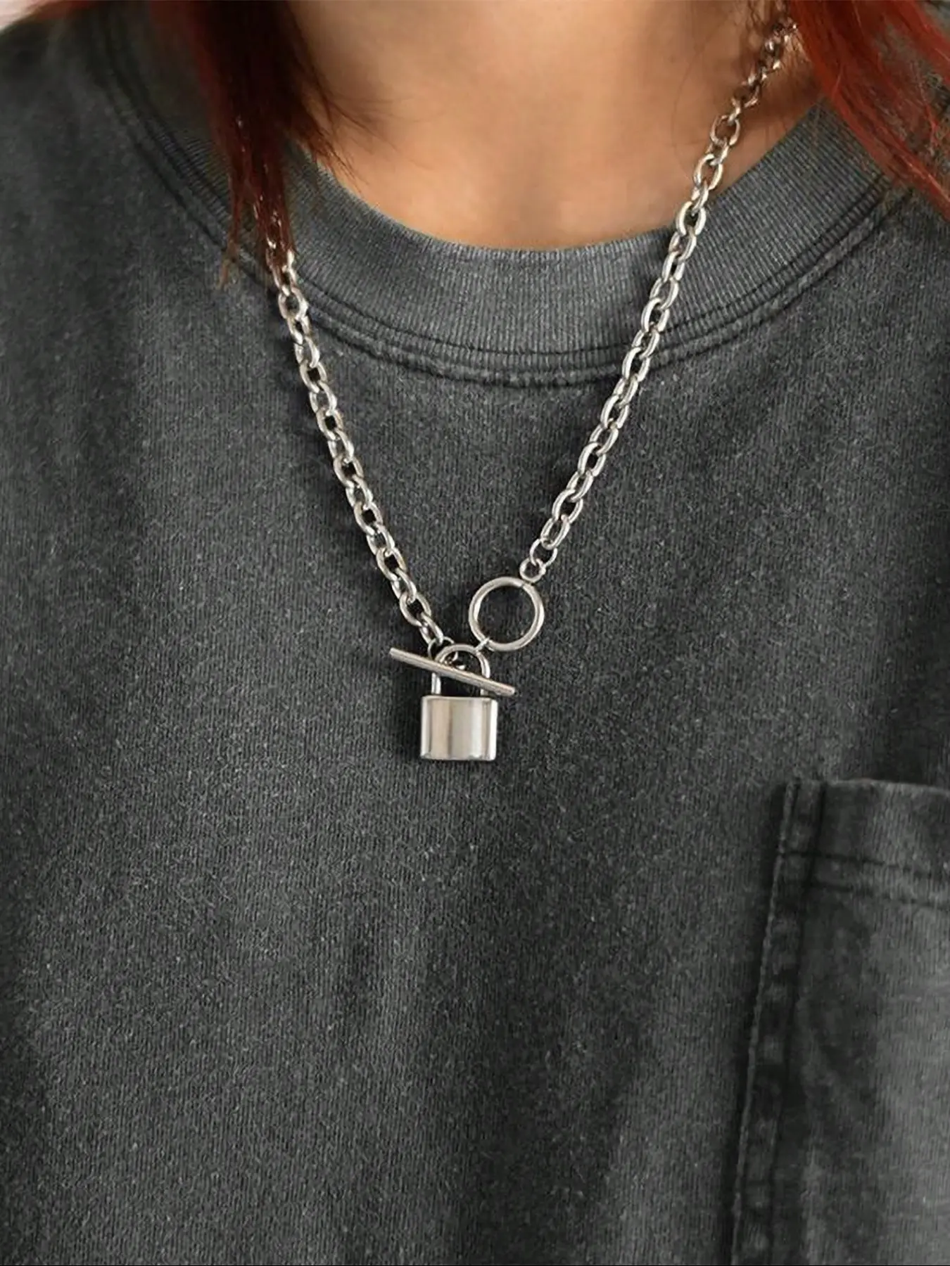 Punk Lock Key Pendant Necklace for Women, Necklace Gift, Fashion Vintage Simple Versatile Charm, Unique Jewelry Accessory, Stylish Daily Wear, Exquisite Chain Jewelry, Minimalist Chain, Chain Necklaces