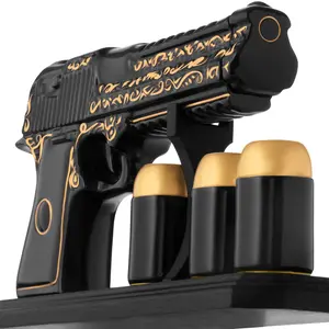 Christmas Gift Ceramic Gun Shaped Whiskey Decanter Set 17 Oz with 3  Bullet Shot Glasses - Regalos Para Papa Un Hombre  - Tequila Liquor Bottle - Alcohol Bar Utensil Decor For Home - Unique Dad Birthday Gift Ideas for Men Boyfriend Husband - Shotdispenser
