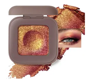 Noerrors Duochrome Burgundy Gold Glitter Eyeshadow Palette, Holographic Chameleon Rich Color Shimmer Eye Shadow, Color Shift Sparkle Inner Corner Eye Highlighter Palette Makeup for Rave Halloween#07