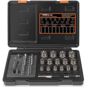 Damaged Screw Extractor Set, 2-21mm, 39-Piece Broken Bolt Extractor Kit, 3/8" Drive Lug Nut Removal Tool, Rounded Bolt Remover for Damaged, Rusted, Rounded-Off, Stripped Fasteners