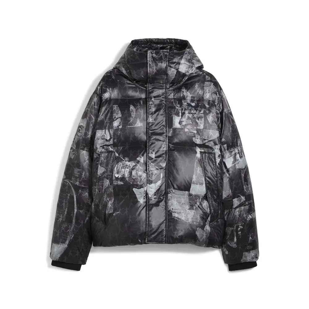PUMA Mens X Kidsuper Mmq All Over Print Puffer Jacket Athletic Outerwear Casual - Black