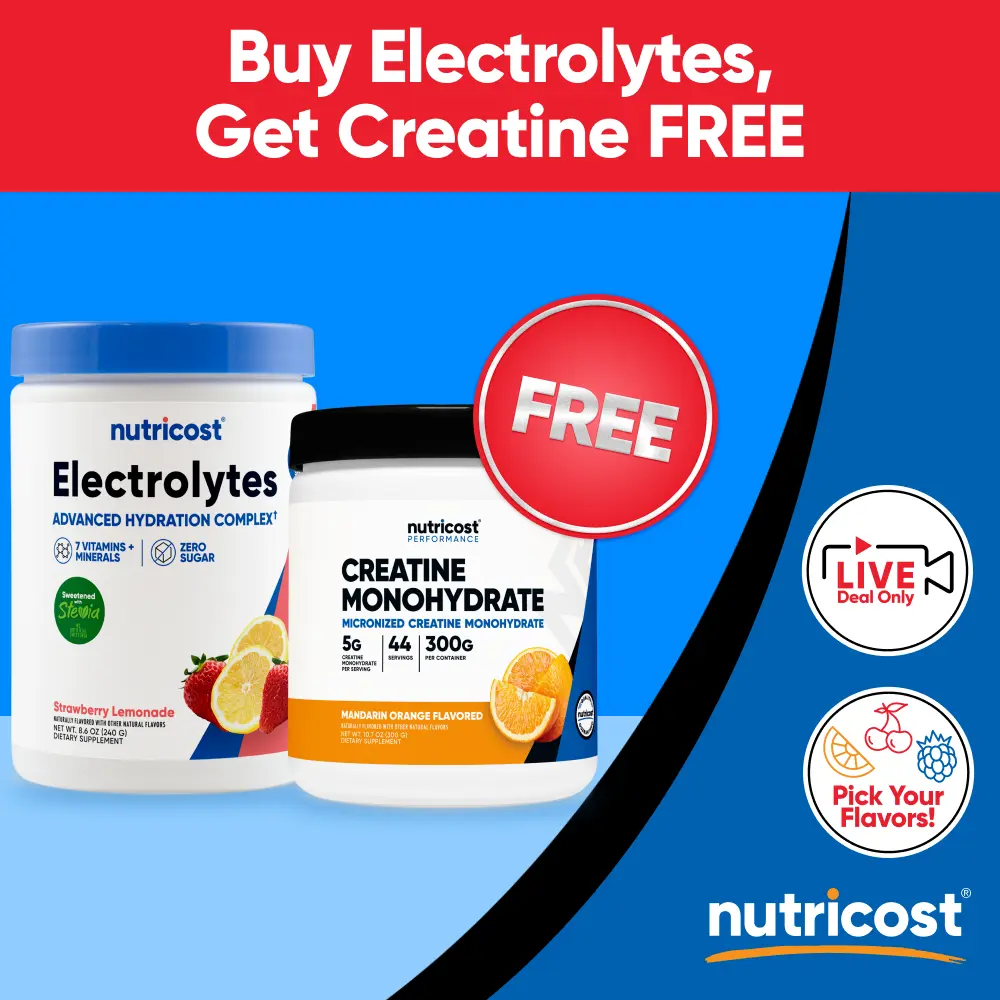 Nutricost Electrolytes Powder & Nutricost Micronized Creatine Monohydrate Powder Supplement Bundle Nutricost Electrolytes Powder & Nutricost Micronized Creatine Monohydrate Powder Supplement Bundle