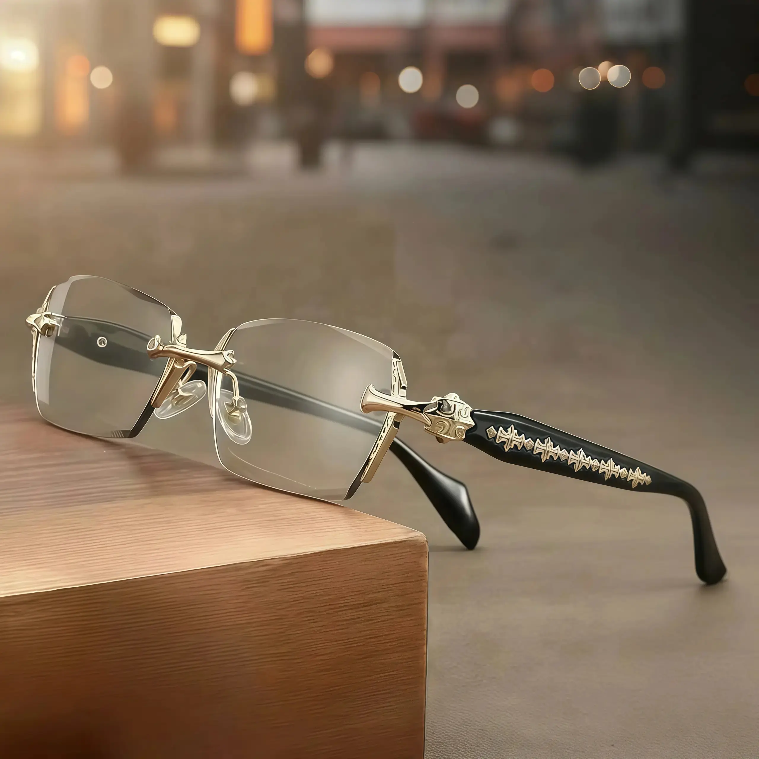 Rimless High Quality Eyewear, Frameless Glasses with Diamond-Cut Edges, Stainless Steel Fashion Temple Decor, Unisex Adults' Accessories for Daily Use, Mens Gifts. Father's Day Gifts,summer outifit,travel essentials