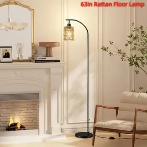 63" Bamboo Floor Lamp Indoor Lighting with Temperatures & Lighting Modes Adjustable High Reading Light for Living Room Bedroom (Includes Bulb Ideal Christmas Gift)