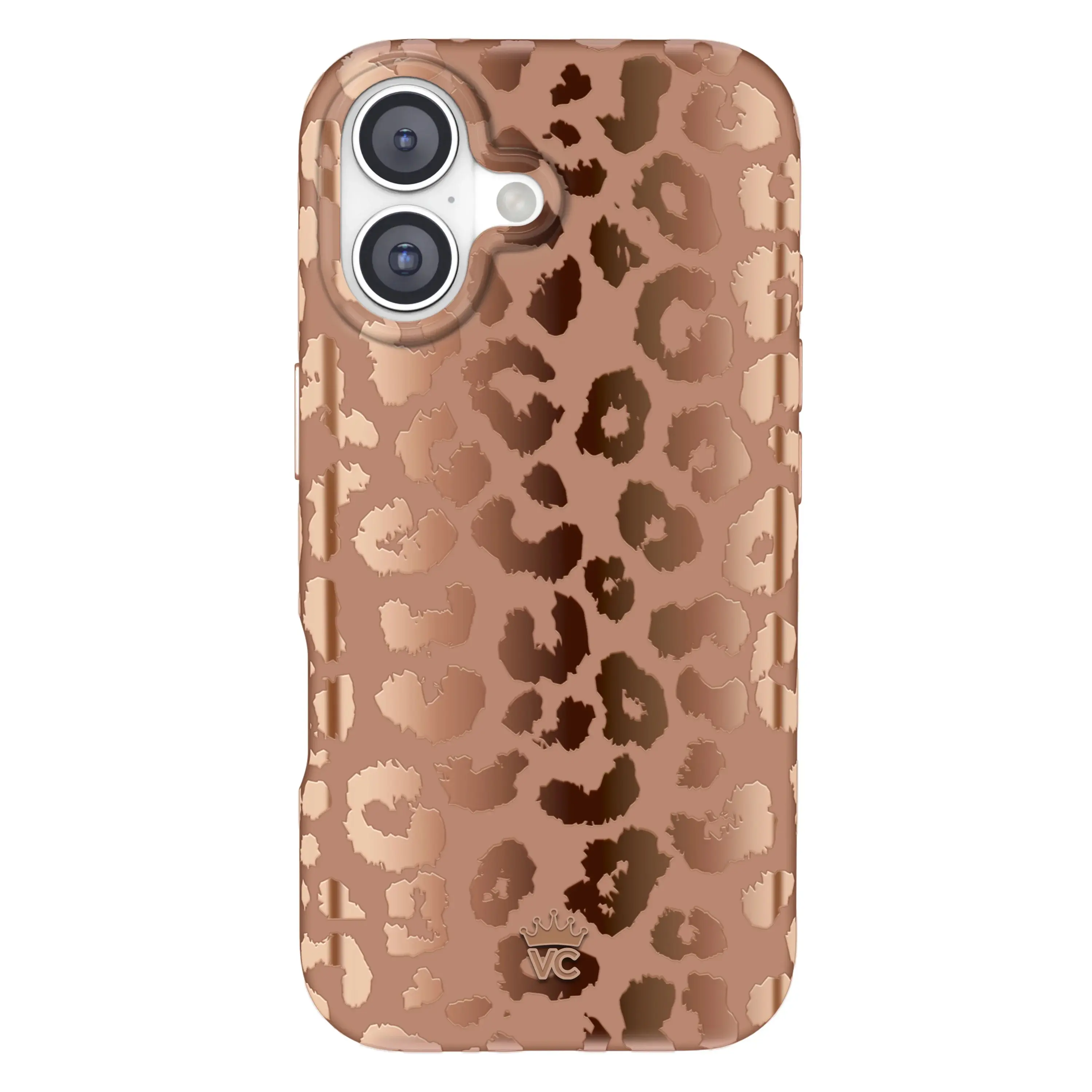 Bronze Chrome Leopard iPhone Case - Cute & Trendy MagSafe Compatible Protective Phone Case, Shockproof & Stylish Design