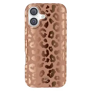 Bronze Chrome Leopard iPhone Case - Cute & Trendy MagSafe Compatible Protective Phone Case, Shockproof & Stylish Design