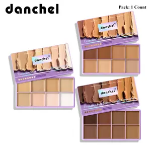 danchel All-in-One 8-Shade Fade Makeup Palette, Full-Face Conceal, Brighten & Contour, Buildable Medium-to-Full Coverage, Soft Matte Finish, Silky Cream Texture, Long-wearing & Non-caking, Suitable for All Skin Tones, Skin Brightening Concealer