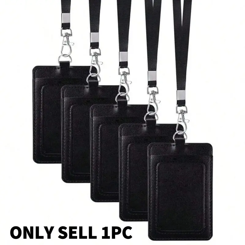PU Leather Vertical Badge Holder With For Work Place Work Card Access Employee Chest Card And Meal School Stuff Students For Students Back To School Card Holder Card Holder Wallet Business Card Holder Credit Card Holder Teacher Lanyard With Id Holder Car