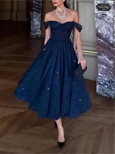 Romantic holiday princess dress with a cinched waist and a full skirt, perfect for Christmas parties, Formal party dresses for women, prom dress, Elegance, Formal Wear, Chic Evening Dresses, Womenswear