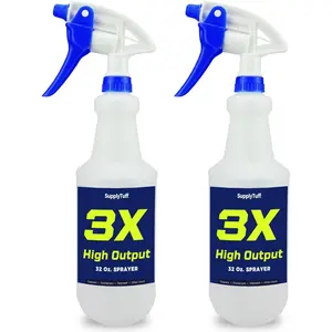 High Output Heavy Duty Spray Bottles for Cleaning Solutions 2 Pack 32 oz Commercial Industrial Spray Bottles for Household Cleaning and Car Detailing