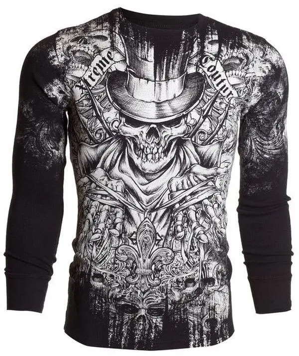 Xtreme Couture by Affliction Men's Offering Graphic Long-Sleeve Thermal, 100% Cotton Pullover Crew Neck Top, Tops, Round Neck