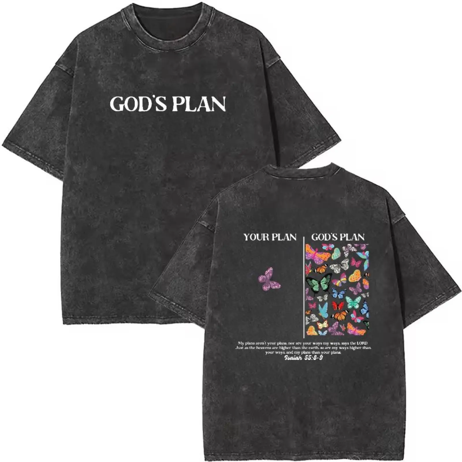 For Women God's Plan Unisex Washed T-Shirt, faith, scripture, Christian t shirts, Vintage 90s Graphic Tee, Gift Top Womenswear Cotton