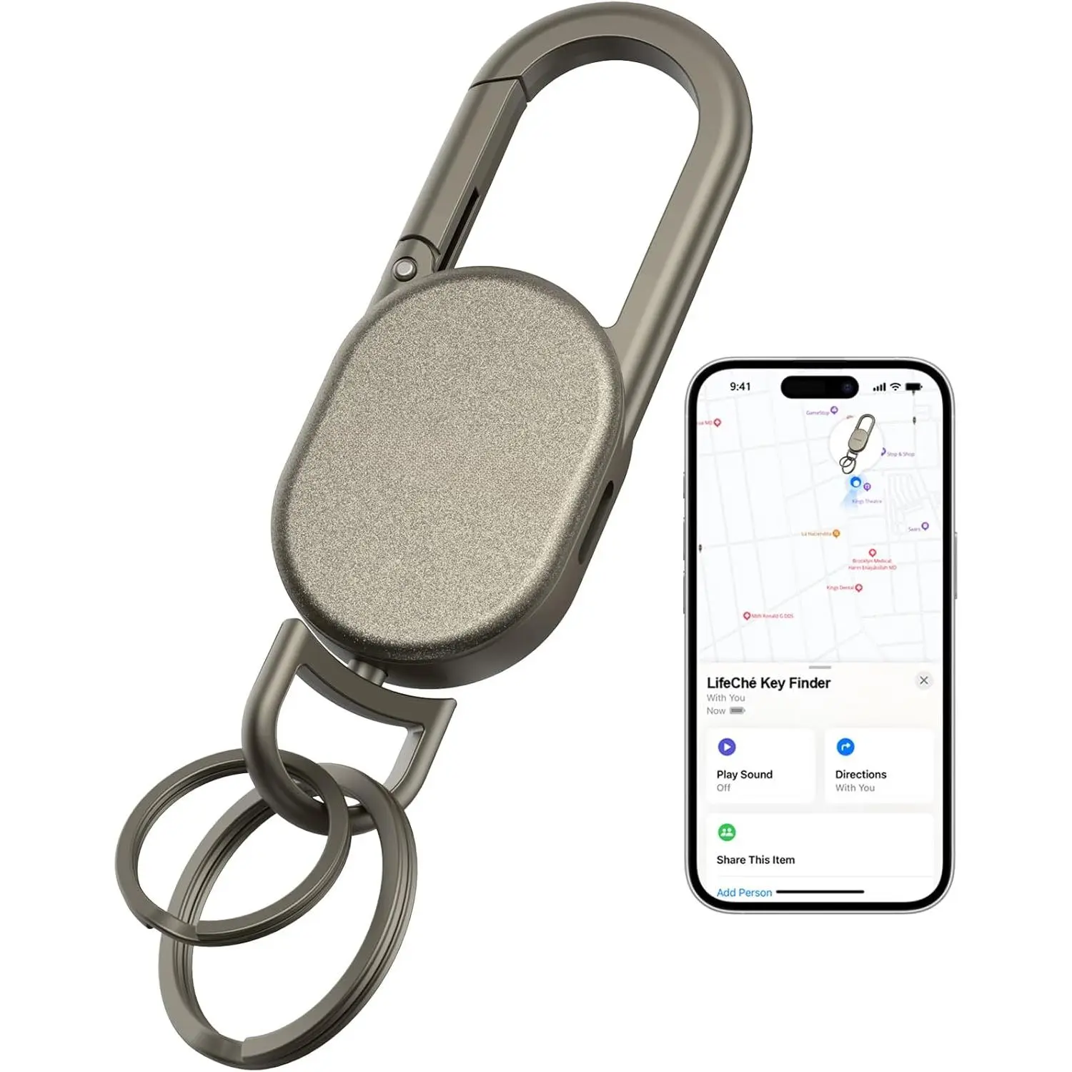 Keychain, Key Finder Built-in Anti-Loss Tracker, Heavy Duty Key Holder, Premium Stainless Steel Keychain Carabiner Car Key Chains with GPS Global Locator Tracking Waterproof (Bronze) Black chevrolet 1500 accessories ford f150 accessories chevrolet
