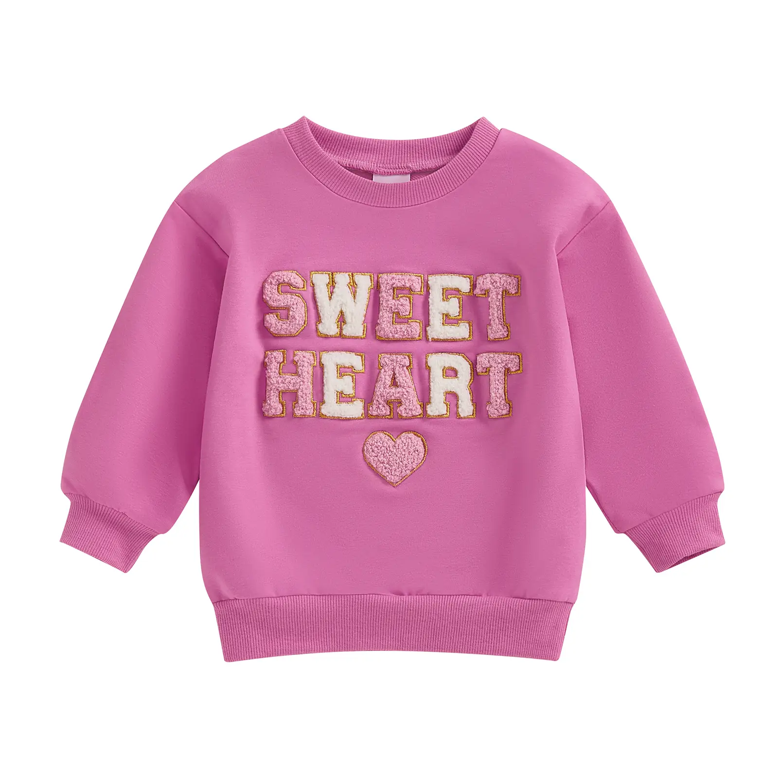 Canrulo Toddler Girl Valentines Shirt Fuzzy Embroidered Letters Heart Sweatshirt Long Sleeve Crewneck Pullover Sweater Tops