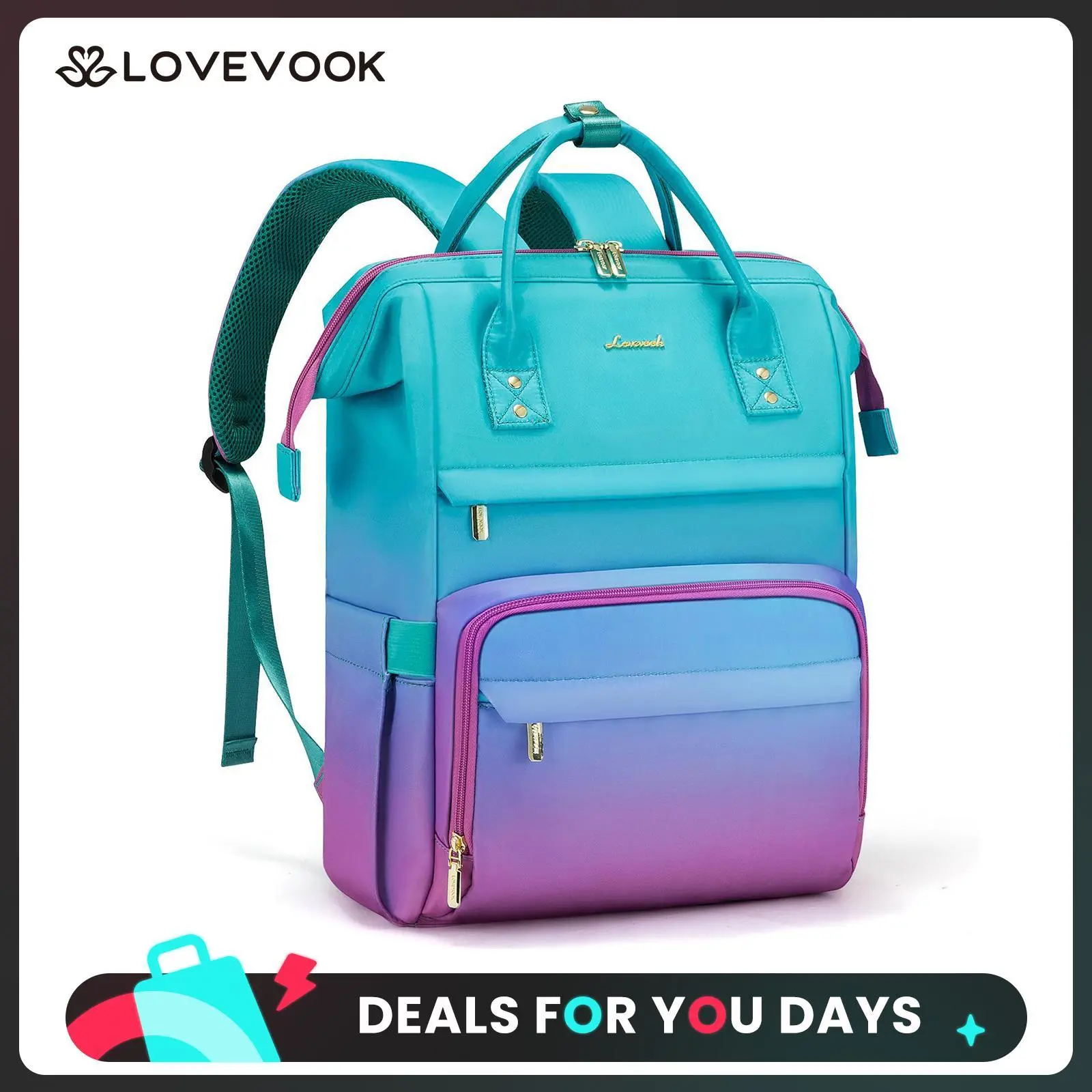 LOVEVOOK Gradient Laptop Backpack - Waterproof Work Computer Bag for College, Nurse, Travel, Work, Carry-On, Supplies for Teacher, Gift for Valentine's Day DealsForYouDays