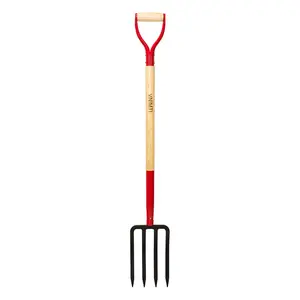 VNIMTI Garden Fork,4-Tine Spading Fork,Compost Fork,Steel Digging Fork,45Inch,Steel Y-Grip,Wooden Handle