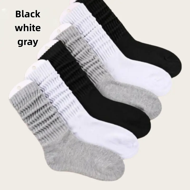 6 Pairs Slouchy Socks, Knee High Long Scrunch Socks