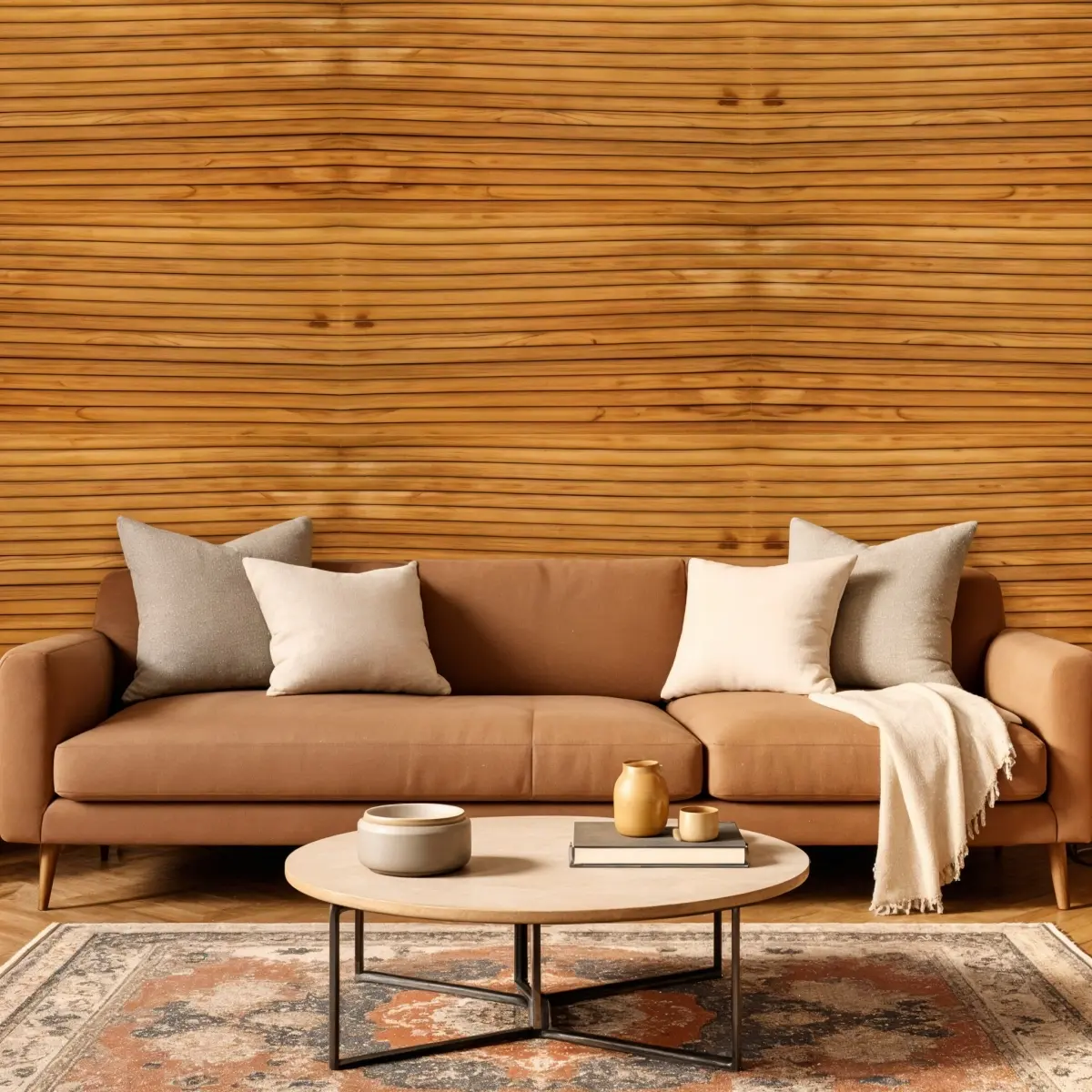 Reclaimed Teak Wood 3D Embossed Striped Decorative Wall Panels - 360 Stand 617486 Brown, Handcrafted Artisanal Style, Easy Installation, Decorative Paneling for Interior Design, Acoustic Enhancement, Craftsman Style