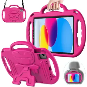 Z-PCS1 Kids Case for iPad (A16) 11th Generation 11 Inch 2025 & iPad 10th Generation 10.9" 2022, iPad Air (M3/M2) 2025/2024 Shockproof Rugged Protective with Shoulder Strap/Handles/Kickstand Cover, Rose