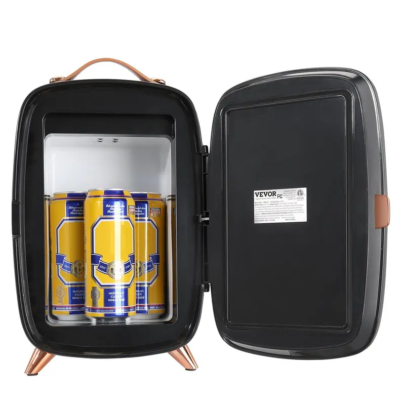 VEVOR Mini Fridge, 6L Skincare Fridge with LED light and HD Mirror, AC/DC Makeup Fridges for Skin Care, Cosmetic Storage, Chill Face Mask Drink, Small Refrigerator for Bedroom Dorm Desktop, Black