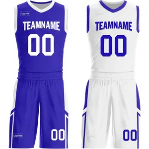 Custom Reversible Basketball Jersey Set for Men Youth Personalized Breathable Mesh Sports Uniform for Practice,Daily Wear