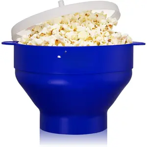 The   Microwave Popcorn ,  Popcorn Maker, Collapsible Bowl  & Dishwasher Safe - (Blue)