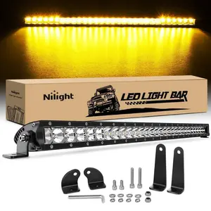 Nilight 31-Inch 150W Amber Beam Slim Flood Spotlight LED Lightbar, 9300LM LED Work Light, Aluminum Housing, 2-Style Mounts, Led Car Lights