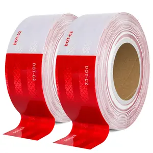 DOT-C2 Reflective Tape 2 Inch x 86 Feet Red White Reflective Tape Outdoor Waterproof Conspicuity Strong Adhesive Reflector Tape Warning Safety Tape for Vehicles Trailers Boats Signs