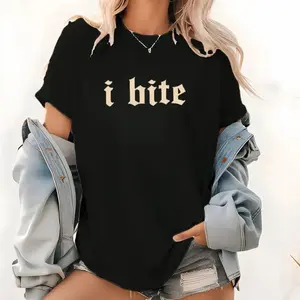 Gothic I Bite Sweatshirt Funny Girls Crewneck Sarcastic Women Long Sleeve Pullover Meme Sweater Humorous Gift for Her
