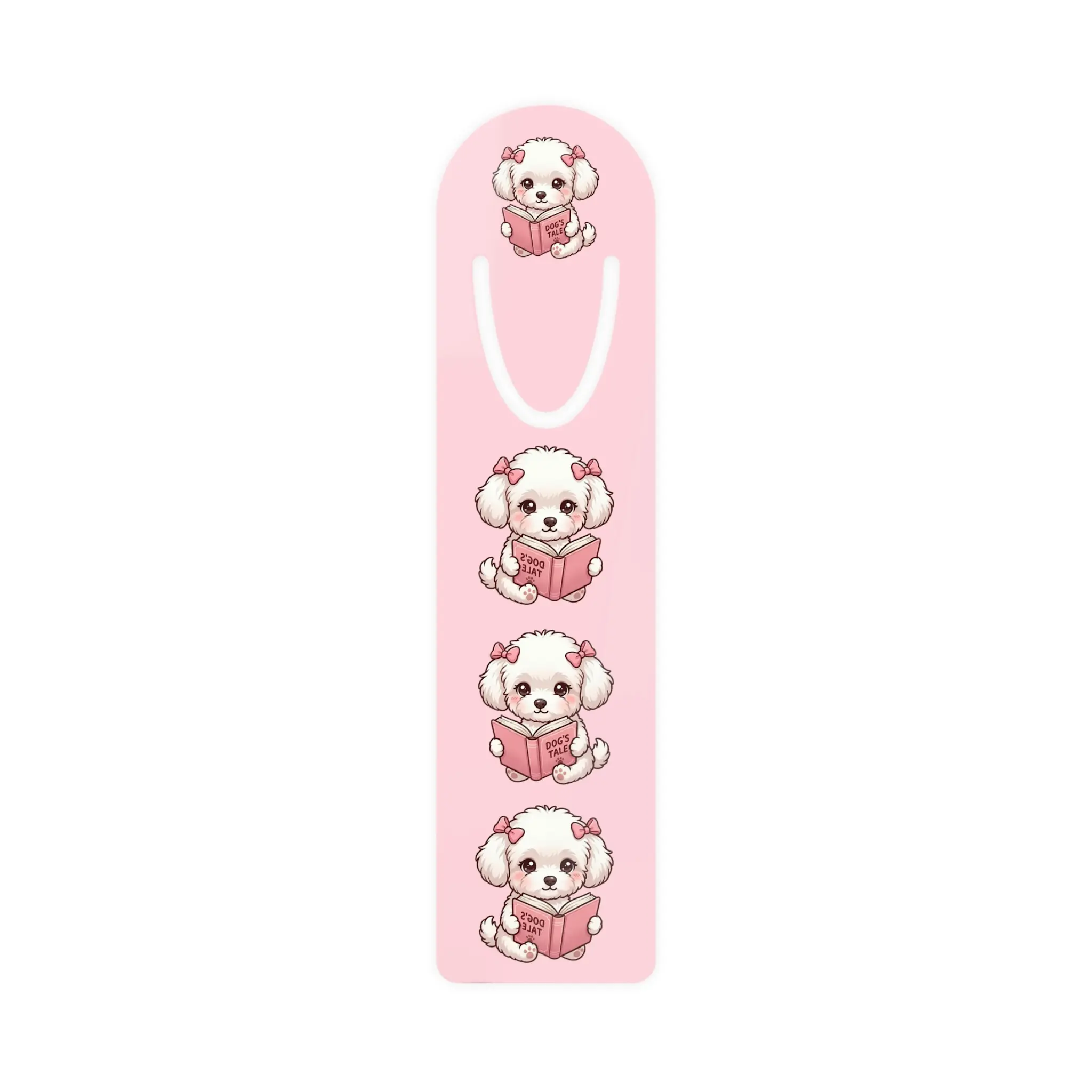 Cute Pink Dog Bookmark for School- Kawaii Dog Lover Metal Page Clip