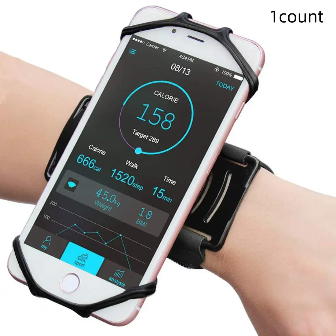 Adjustable Wristband Phone Holder, 360° Rotatable Wristband Phone Holder, Sports Outdoor Wristband for Running, Trail Running, Hiking, Cycling