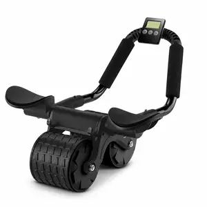 Elbow Support Rebound Roller Wheel, Abs Workout Equipment with Knee Mat & Timer, Abs Exercise Roller for Women Men