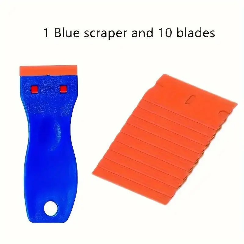 Plastic Scraper with Replaceable Blades, Paint Remover Tool, Glue Cleaner, Efficient Cleaning, Ideal for Stickers, Labels, Adhesives, Car Windows, Interchangeable Blades