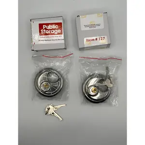 Lot of 2 Heavy Duty Stainless Steel Hardened Disc Padlock Round Lock cylinder