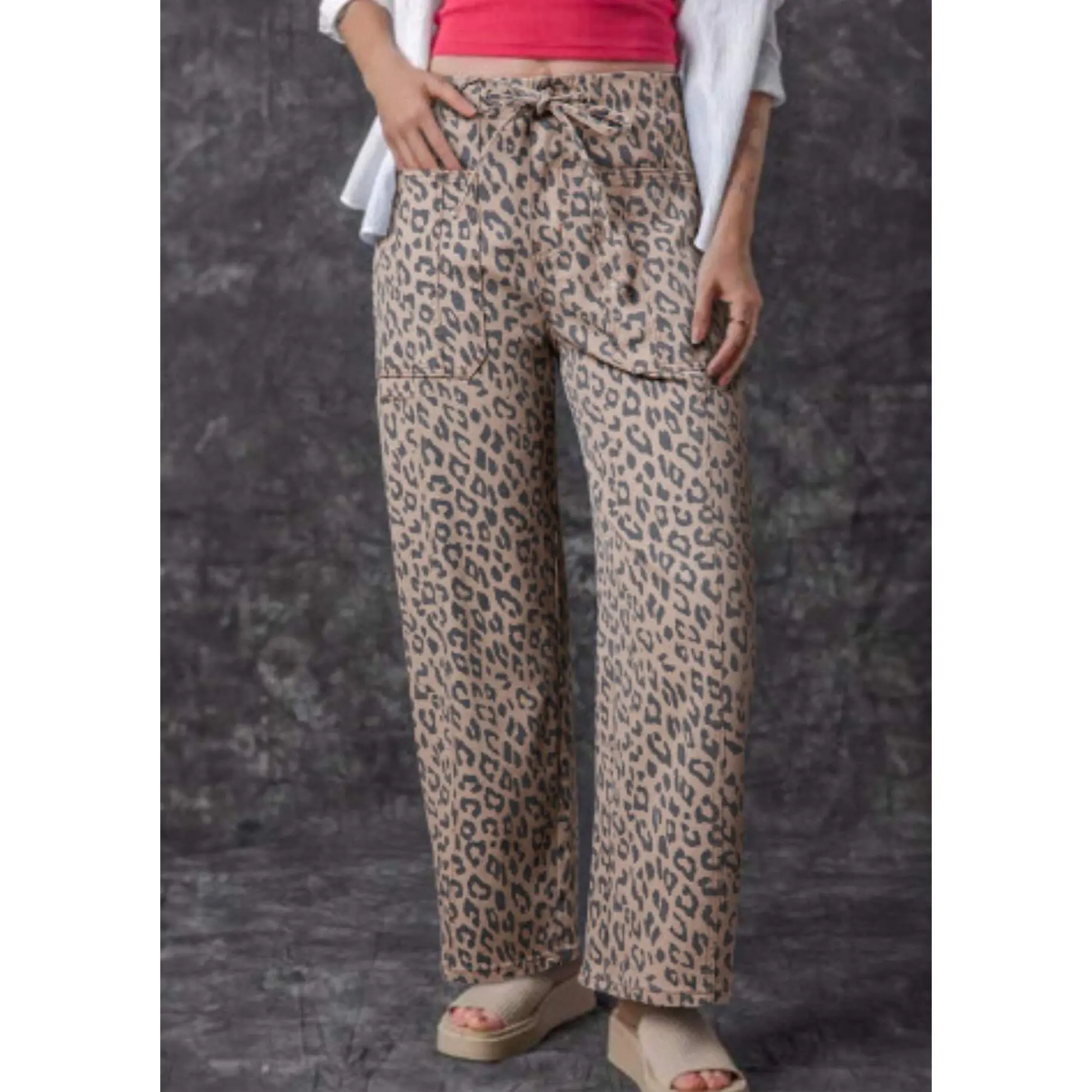 Front Tie Cheetah Jean
